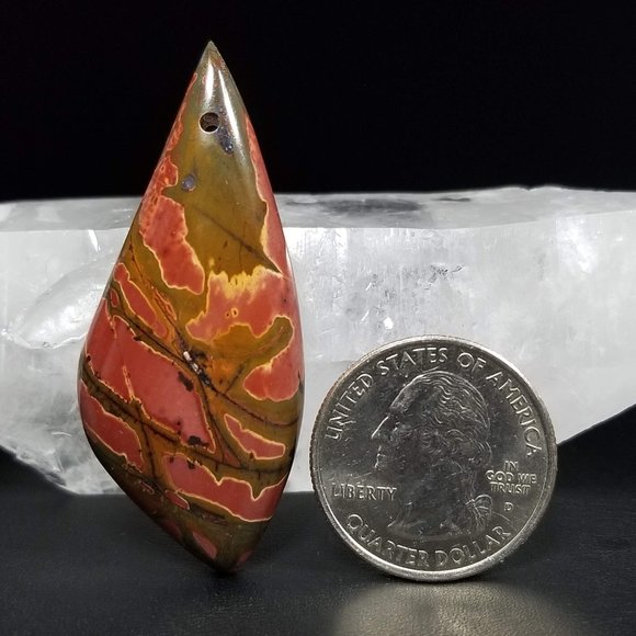 Large Cherry Creek Jasper Drilled Cab * 52.76 x 22.47 x 6.63mm * CCD2D3 - Picture 4 of 11